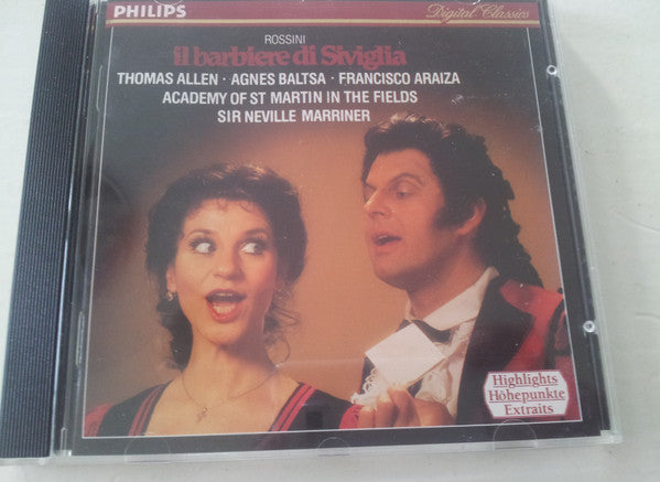 Gioacchino Rossini, Thomas Allen, Agnes Baltsa, Francisco Araiza, The Academy Of St. Martin-in-the-Fields, Sir Neville Marriner : Il Barbiere Di Siviglia - Highlights (CD, Comp)