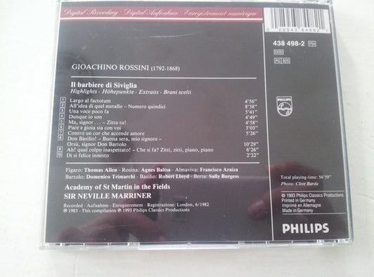 Gioacchino Rossini, Thomas Allen, Agnes Baltsa, Francisco Araiza, The Academy Of St. Martin-in-the-Fields, Sir Neville Marriner : Il Barbiere Di Siviglia - Highlights (CD, Comp)