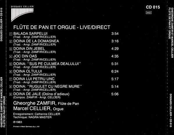 Gheorghe Zamfir Et Marcel Cellier : Flûte De Pan Et Orgue - Live / Direct (CD)