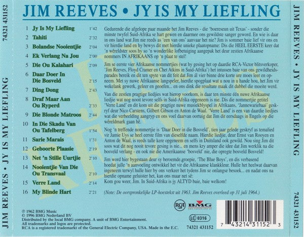 Jim Reeves : Jy Is My Liefling (2xCD, Comp)