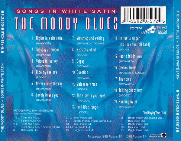 The Moody Blues : Songs In White Satin (CD, Comp)