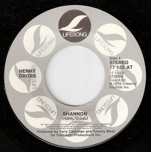 Henry Gross : Shannon (7", Single)