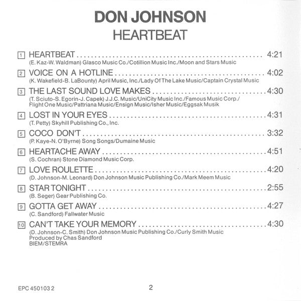 Don Johnson : Heartbeat (CD, Album)