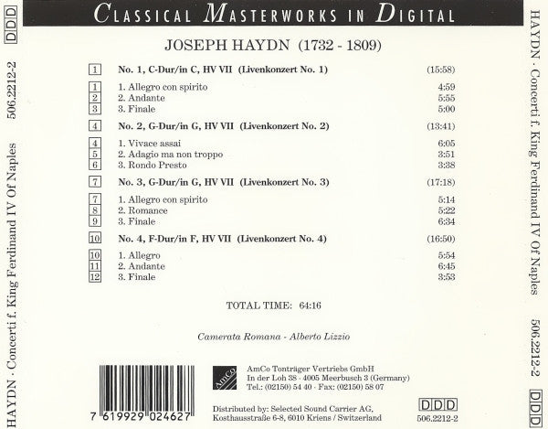 Joseph Haydn / Camerata Romana - Alberto Lizzio : Concerti F. King Ferdinand IV Von Neapel/Of Naples Nos. 1 - 4, HV VII (CD)