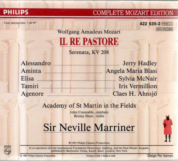 Wolfgang Amadeus Mozart - The Academy Of St. Martin-in-the-Fields, Sir Neville Marriner, Jerry Hadley, Angela Maria Blasi, Sylvia McNair, Iris Vermillion, Claes-Håkan Ahnsjö : Il Re Pastore (2xCD, Album + Box, Sli)