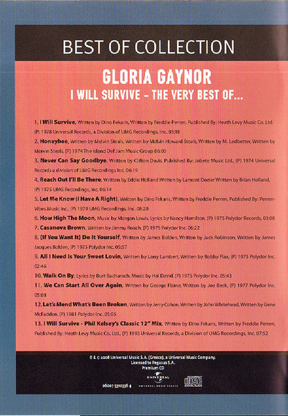 Gloria Gaynor : The Very Best Of Gloria Gaynor  "I Will Survive" (CD, Comp, Promo)
