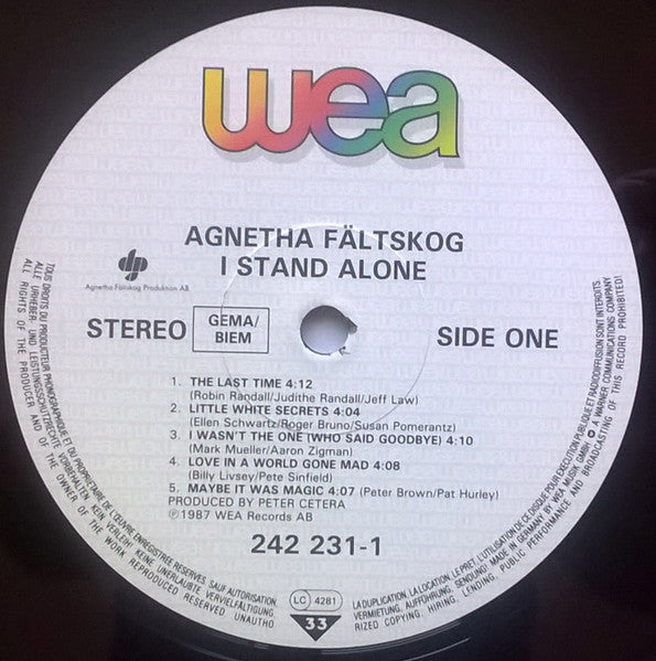 Agnetha Fältskog : I Stand Alone (LP, Album)