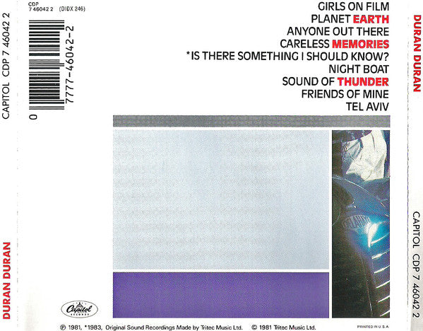Duran Duran : Duran Duran (CD, Album, RE, RP)