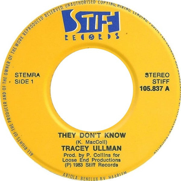 Tracey Ullman : They Don't Know (7", Single)