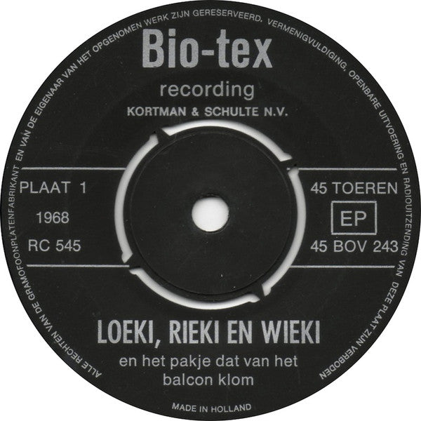 Unknown Artist : Loeki, Rieki En Wieki - Plaat 1 (7", EP, Mono)