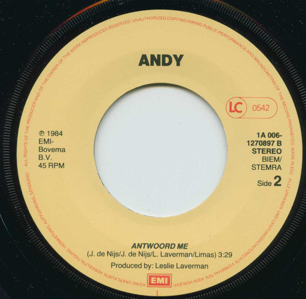 Andy (82) : Adios Maria (7", Single)
