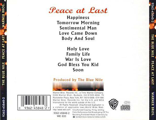 The Blue Nile : Peace At Last (CD, Album)