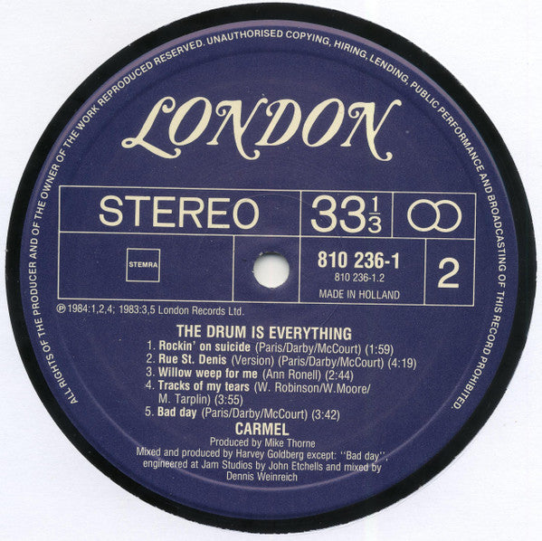 Carmel (2) : The Drum Is Everything (LP, Album)