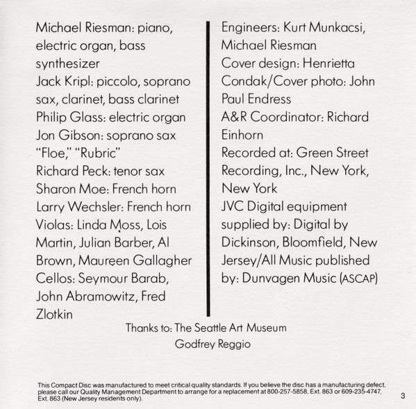 Philip Glass : Glassworks (CD, Album, RE)