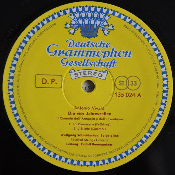 Antonio Vivaldi, Festival Strings Lucerne, Rudolf Baumgartner : Die Vier Jahreszeiten & Concerto Grosso Op. 3 No. 11 D-Moll, P.V. 250 (LP, RP)