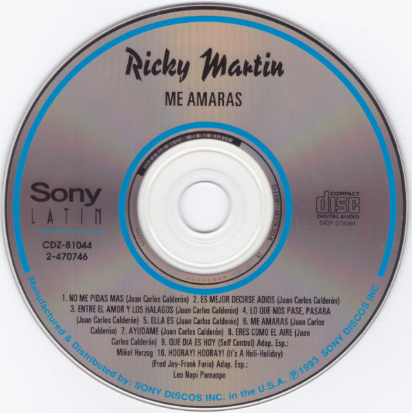 Ricky Martin : Me Amaras (CD, Album, RP)