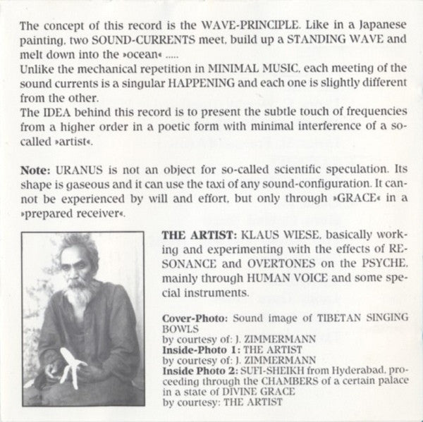 Klaus Wiese : Uranus - Tibetan Singing Bowls (CD, Album)
