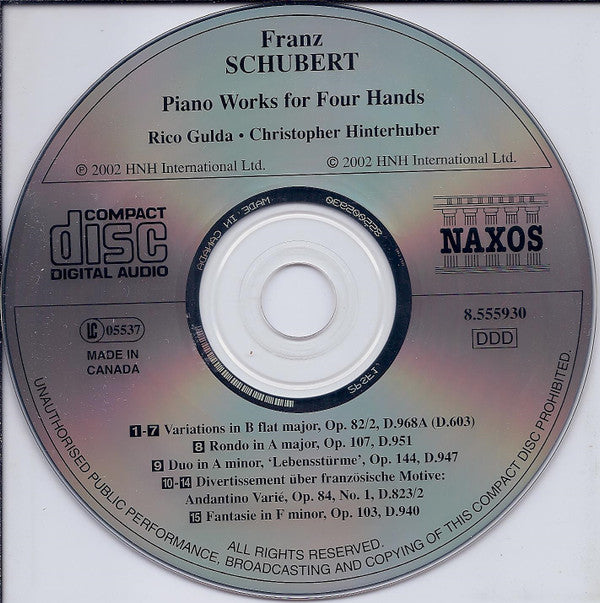 Franz Schubert - Rico Gulda • Christopher Hinterhuber : Piano Works For Four Hands (CD, Album)