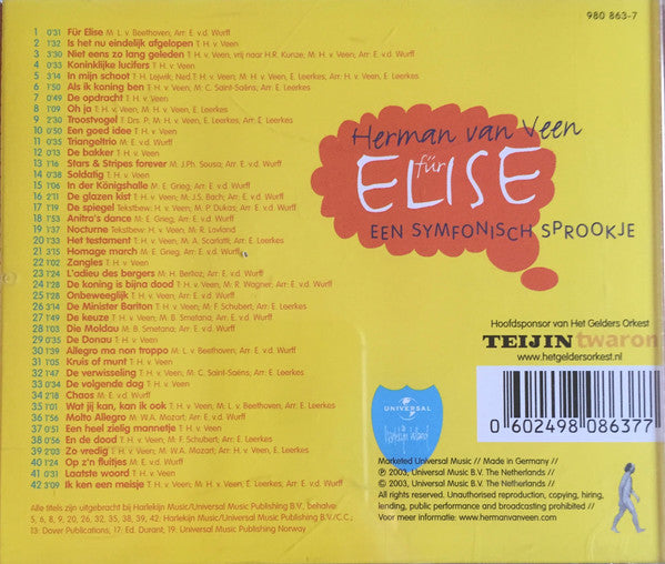 Herman van Veen : Für Elise (Een Symfonisch Sprookje) (CD, Album)