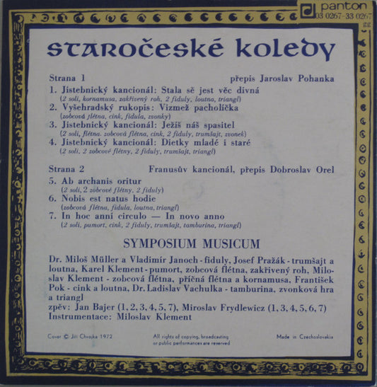 Symposium Musicum : Staročeské Koledy (7", EP, RP, Gat)
