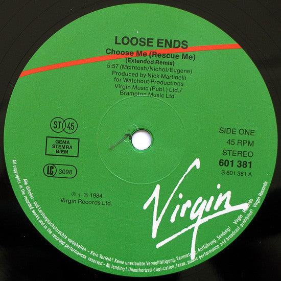 Loose Ends : Choose Me (Rescue Me) (12", Single)