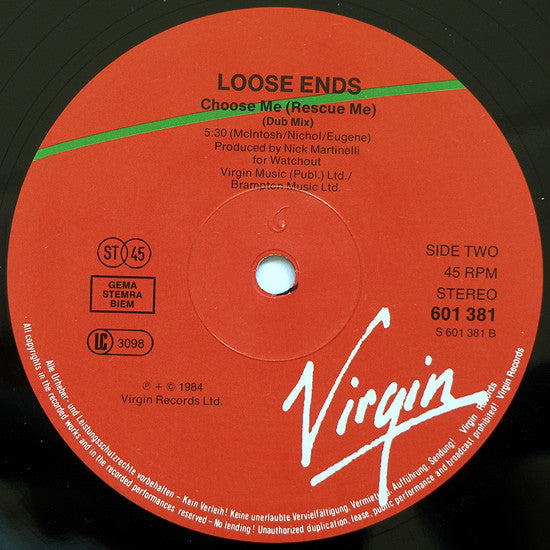 Loose Ends : Choose Me (Rescue Me) (12", Single)