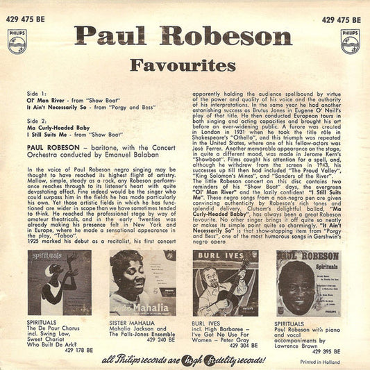 Paul Robeson : Favourites (7", EP)