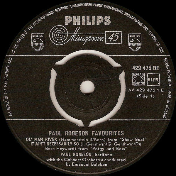 Paul Robeson : Favourites (7", EP)
