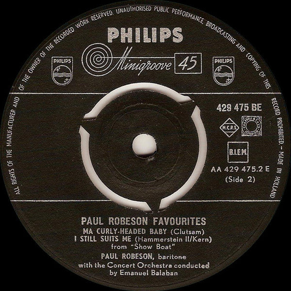 Paul Robeson : Favourites (7", EP)