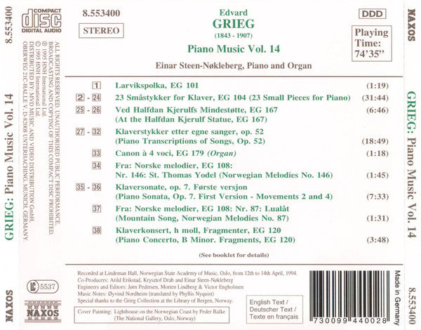 Edvard Grieg, Einar Steen-Nøkleberg : Piano Music Vol. 14 (CD, Album)