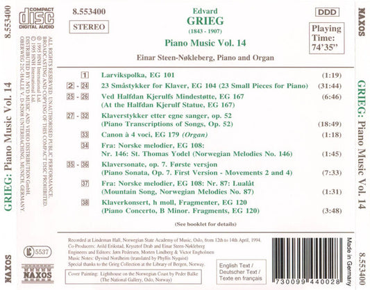 Edvard Grieg, Einar Steen-Nøkleberg : Piano Music Vol. 14 (CD, Album)