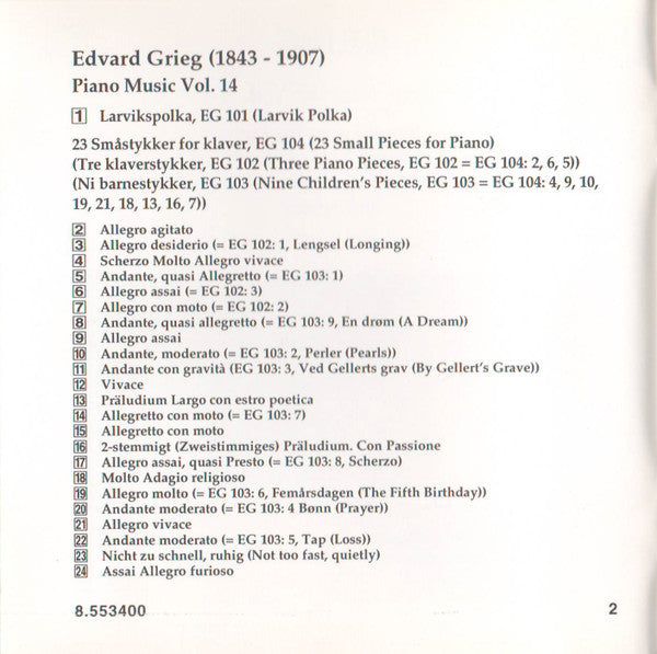 Edvard Grieg, Einar Steen-Nøkleberg : Piano Music Vol. 14 (CD, Album)