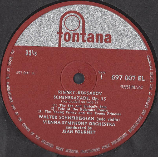 Nikolai Rimsky-Korsakov, Wiener Symphoniker, Jean Fournet : Scheherazade / Russian Easter Festival Overture (LP, Mono)