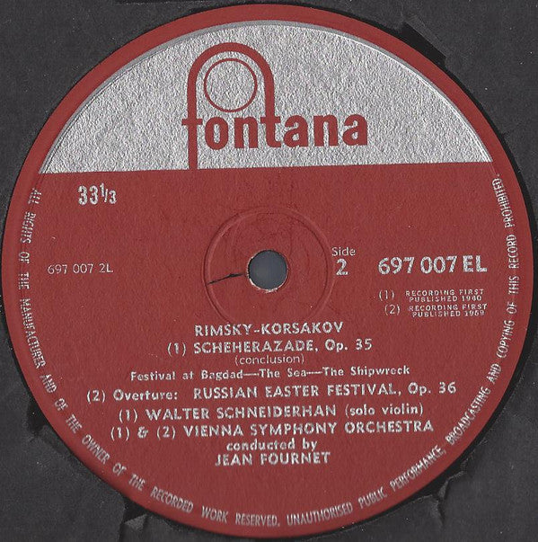 Nikolai Rimsky-Korsakov, Wiener Symphoniker, Jean Fournet : Scheherazade / Russian Easter Festival Overture (LP, Mono)