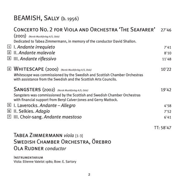Sally Beamish, Tabea Zimmermann, Svenska Kammarorkestern, Ola Rudner : The Seafarer (CD)