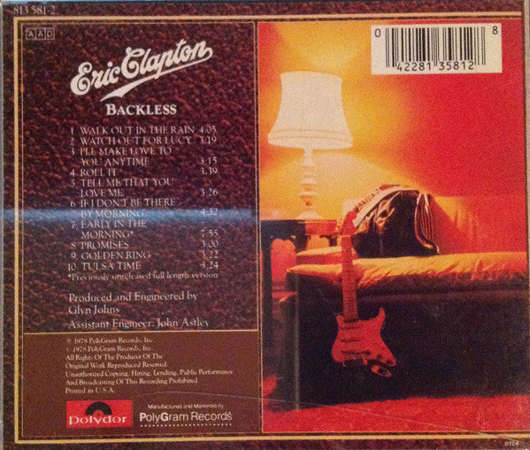 Eric Clapton : Backless (CD, Album, RE)
