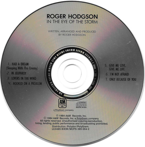 Roger Hodgson : In The Eye Of The Storm (CD, Album, RE, RM)