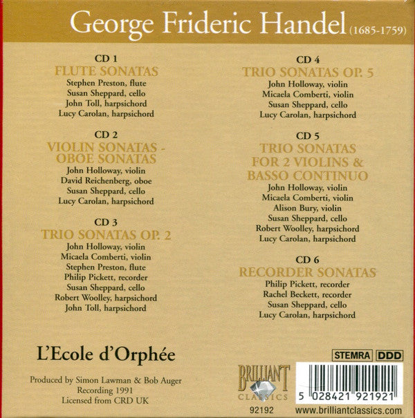 Georg Friedrich Händel : Chamber Music (Complete) (6xCD, Comp + Box, RE)