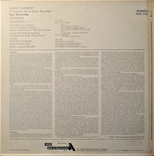 Igor Stravinsky - L'Orchestre De La Suisse Romande, Ernest Ansermet : Petrushka • Les Noces (LP, Comp)