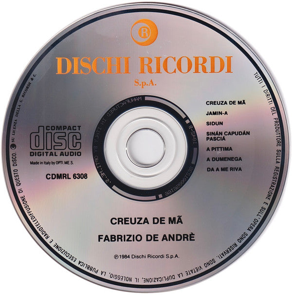 Fabrizio De André : Creuza De Mä (CD, Album, RE)