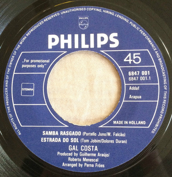Gal Costa : Samba Rasgado (7", Promo)