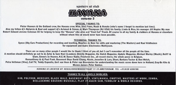 Various : Upstairs At Club Havana Volume 3 (CD, Comp, Mixed)