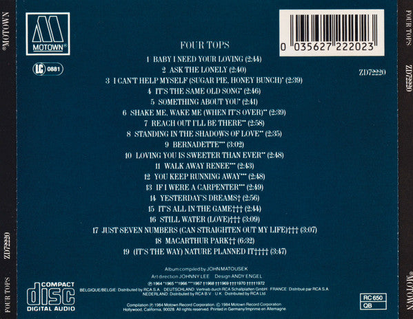Four Tops : 19 Greatest Hits (CD, Comp, Ora)