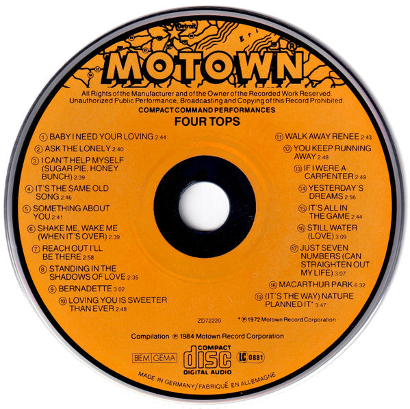 Four Tops : 19 Greatest Hits (CD, Comp, Ora)