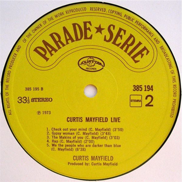 Curtis Mayfield : Curtis Mayfield Live (LP, Album, RE)