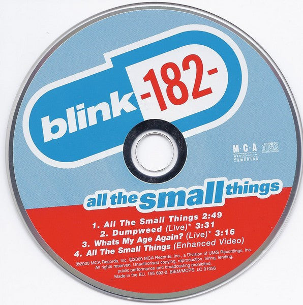 Blink-182 : All The Small Things (CD, Single, Enh)