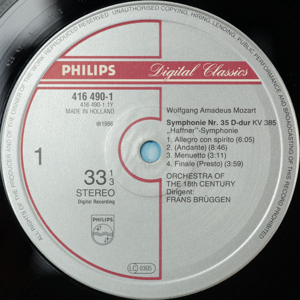 Wolfgang Amadeus Mozart, Orchestra Of The 18th Century, Frans Brüggen : Symphonies No 31 "Paris", No 35 "Haffner" (LP, Dig)