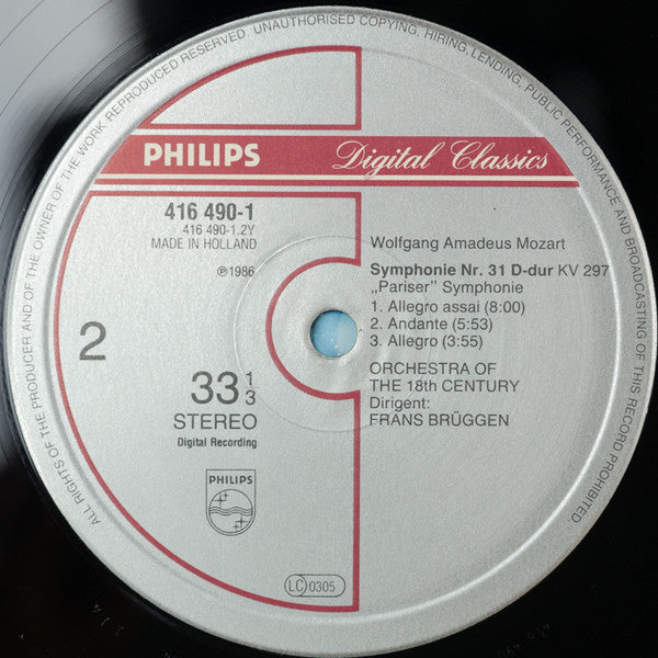 Wolfgang Amadeus Mozart, Orchestra Of The 18th Century, Frans Brüggen : Symphonies No 31 "Paris", No 35 "Haffner" (LP, Dig)