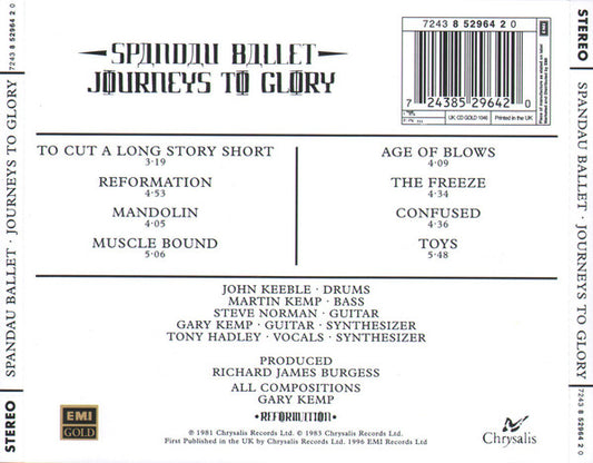 Spandau Ballet : Journeys To Glory (CD, Album, RE)