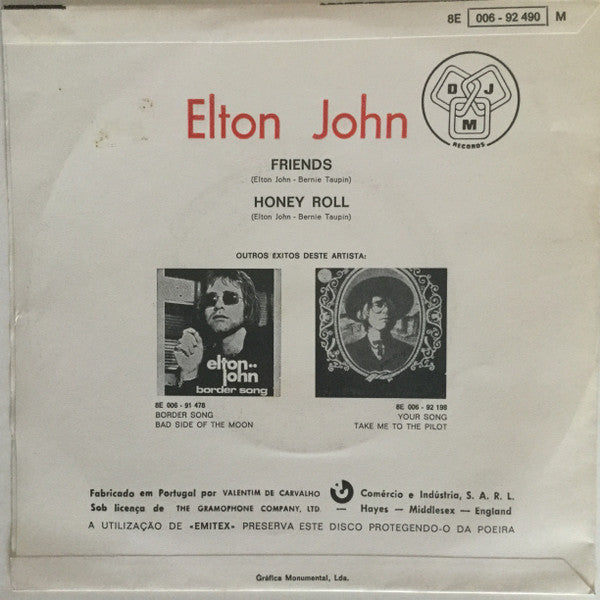 Elton John : Friends (7", Single, Mono)